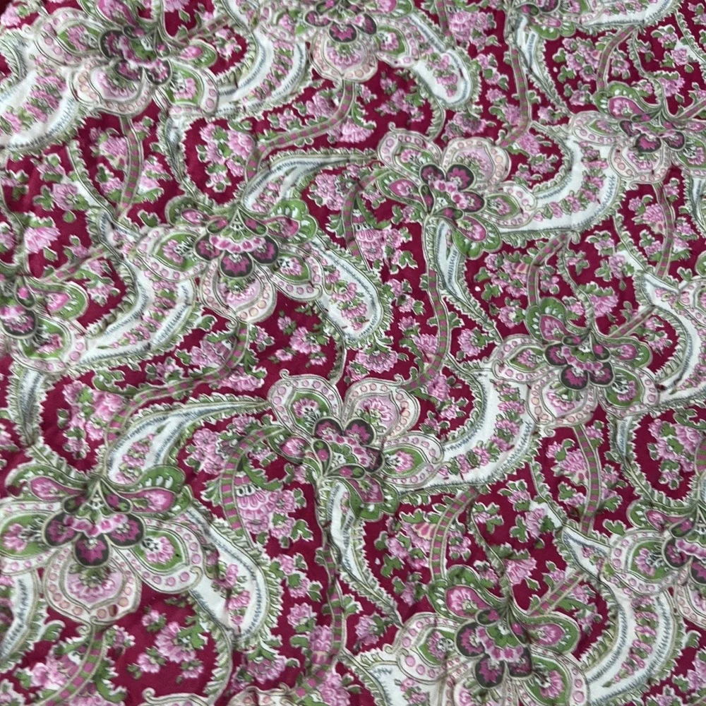 Pottery Barn Red Paisley‎ Floral Quilted Standard Pillow Sham Cotton Boho